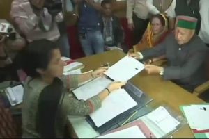 Virbhadra Singh files nomination from arki