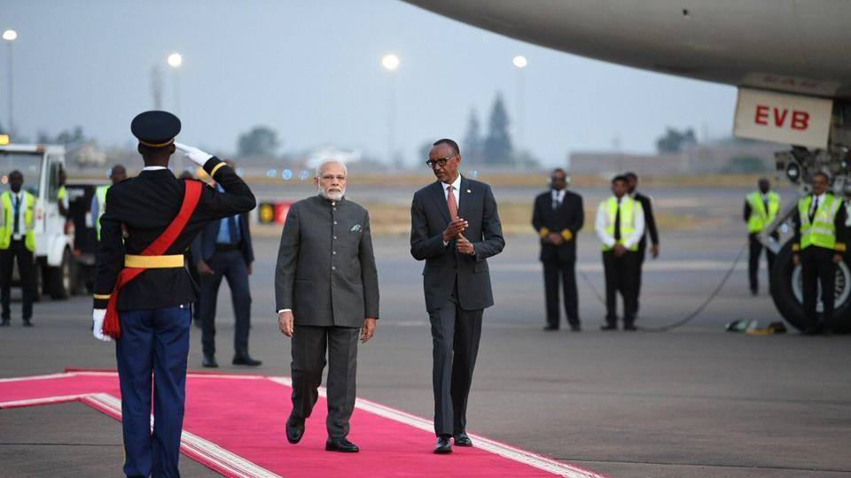 Narendra Modi becomes the first Indian PM to set foot in Rwanda