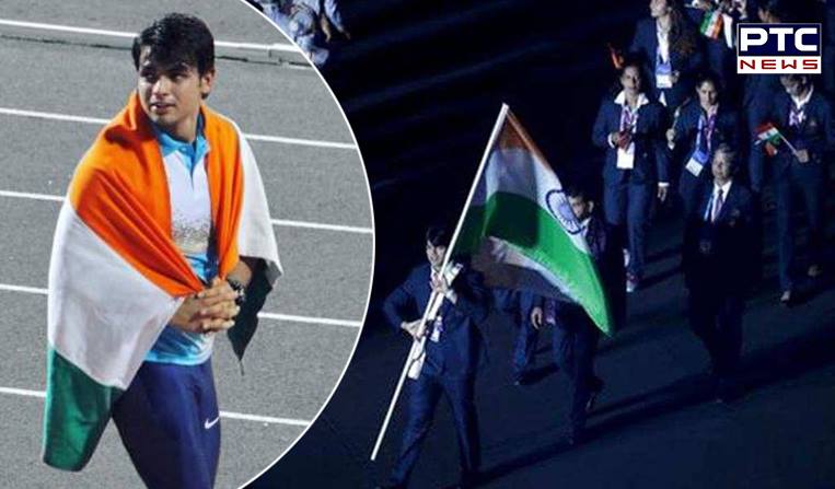 Neeraj Chopra lead the Indian contingent at the opening ceremony of the Asian Games