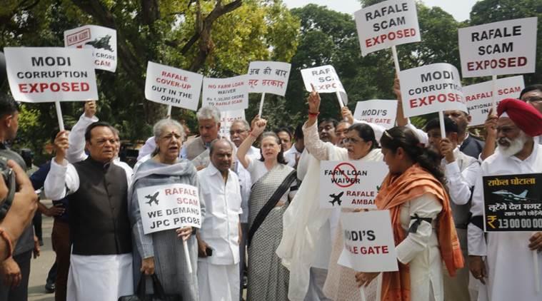 Led by Sonia Gandhi, opposition MPs hold protests over Rafale deal