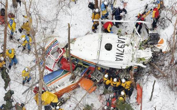 The helicopter with nine aboard crashes in central Japan
