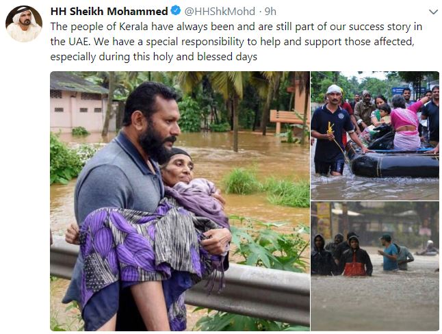UAE comes to the rescue of people affected by floods in Kerala