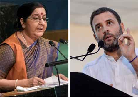 Sushma Swaraj is jobless, except for spending time working on people`s visas: Rahul Gandhi
