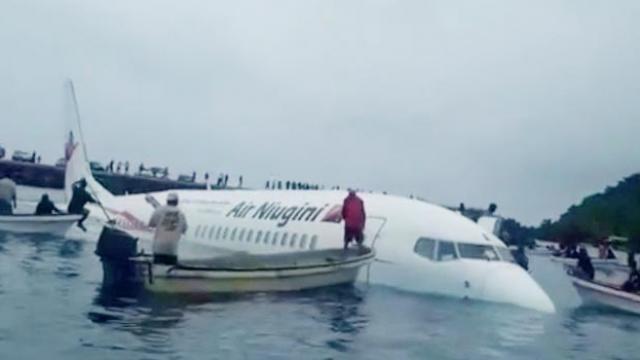 Passengers swim for their lives after plane misses runway