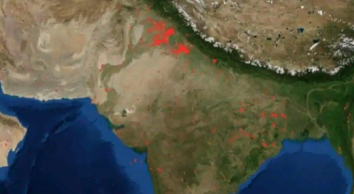 NASA satellite’s images of stubble burning, Delhi air quality plunged to ‘very poor’ NASA satellite’s images of stubble burning, Delhi air quality plunged to ‘very poor’