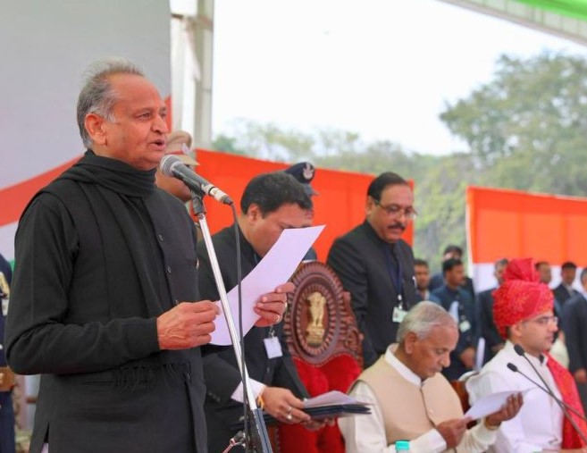 Gehlot sworn-in as Rajasthan CM, Pilot appointed deputy