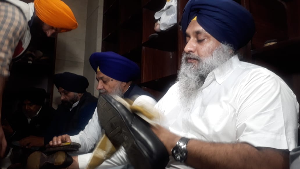SAD leaders perform sewa of cleaning shoes on second day at Sri Darbar Sahib, Amritsar
