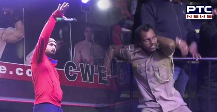Watch: Indian Cricketer Harbhajan Singh slaps Wrestler in CWE