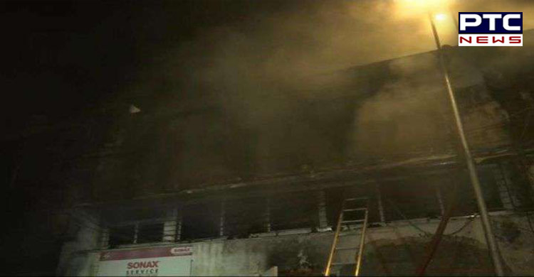 Fire breaks out at a car service centre in Mumbai