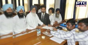 Parkash Singh Badal Harsimrat Kaur Badal covering candidate files nomination from Bathinda