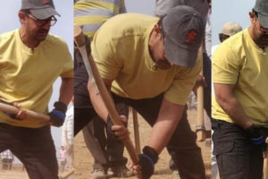 Aamir Khan and Kiran Rao Shovel Grounds Labour Day