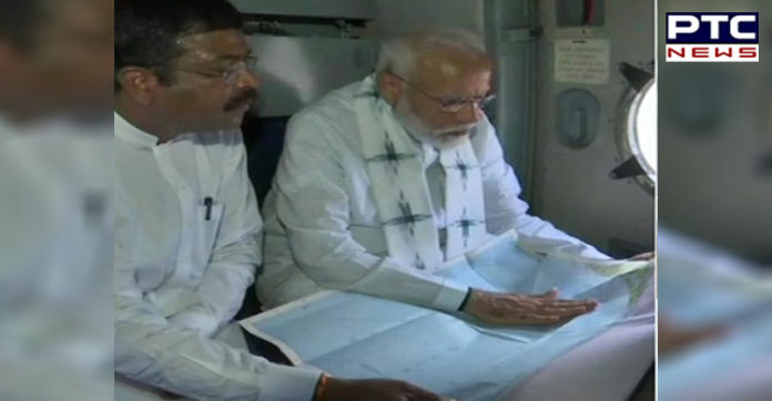 PM Modi conducts aerial survey of Cyclone Fani hit areas in Odisha (1) PM Modi conducts aerial survey