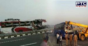 Lucknow-Agra expressway Unnao tractor trolley bus Accident 5 dead ,30 injured