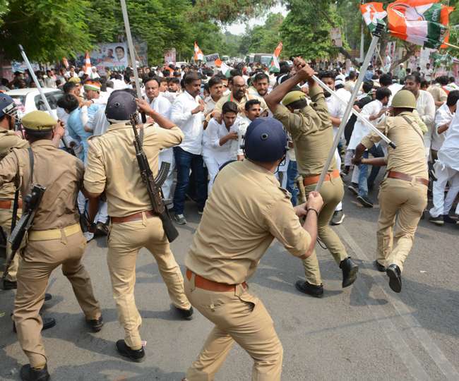 BJP Workers Lathicharged In Clash With Cops During Kolkata Protest March