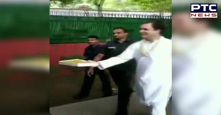 Rahul Gandhi distributes sweets to media personnel on his birthday