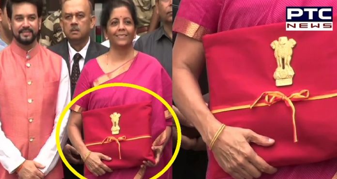 Budget 2019: Finance Minister Nirmala Sitharaman drops briefcase for 'Bahi Khata' Budget 2019: Finance Minister Nirmala Sitharaman drops briefcase for 'Bahi Khata'