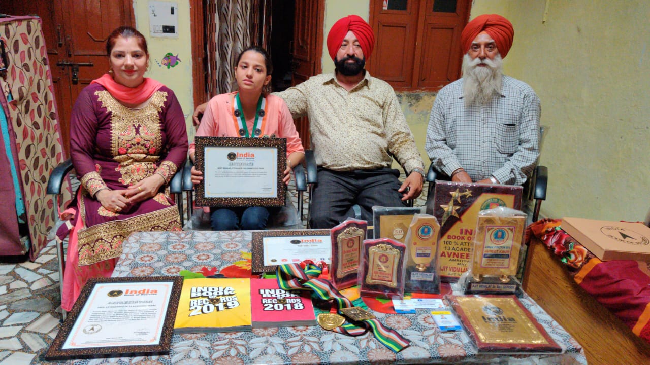 Amritsar: Avneet Kaur names herself in India book of records for most regular attendance for consecutive years