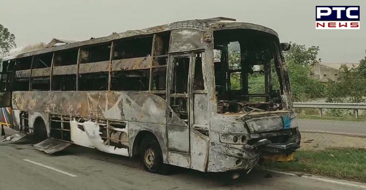 Two People Died, 19 injured after bus caught fire in Pipli area of Kurukshetra