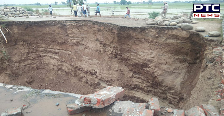 Bridge Collapses near Sanour in Patiala District due to heavy rainfall