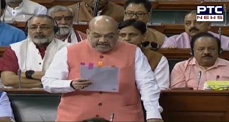 Amit Shah moves the resolution to revoke Article 370 in Jammu and Kashmir,  in Lok Sabha