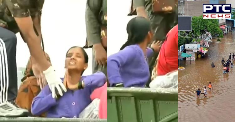 Maharashtra Floods, Kolhapur: Woman touches feet after being rescued, see video