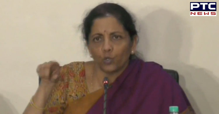 Finance Minister Nirmala Sitharaman addresses the media in Delhi