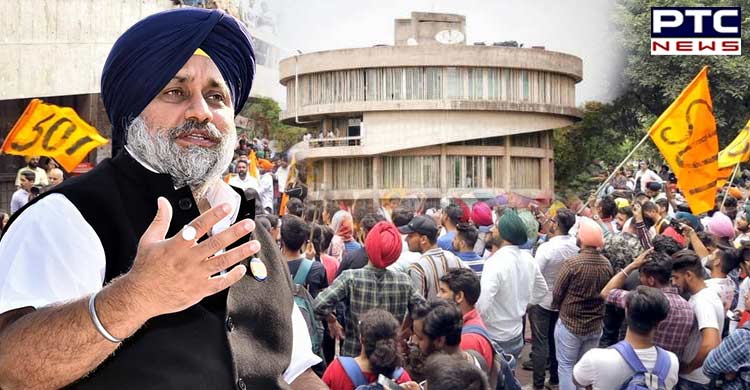 SAD President Sukhbir Singh Badal congratulates SOI for spectacular win in PU elections