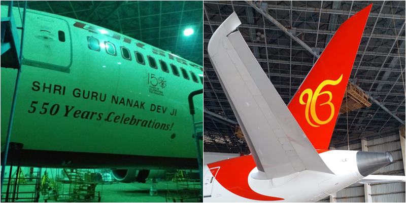 'Ik Onkar' painted on tail of Air India's Boeing 787 Dreamliner for 550th birth anniversary of Sri Guru Nanak Dev Ji