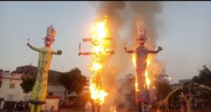 India celebrated Dussehra festival , Ravana, Kumbhakaran and Meghnad burn