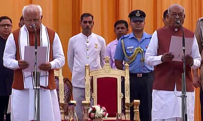 Manohar Lal Khattar takes oath as Haryana CM for second term Manohar Lal Khattar takes oath as Haryana CM for second term