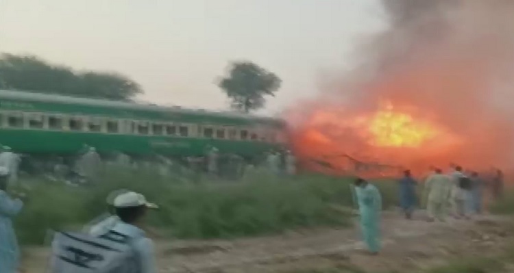 Death toll in canister blast fire on Pakistan train rises to 65