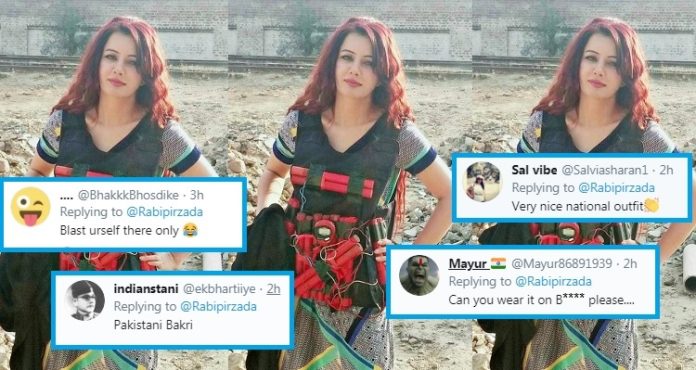 Dressed in suicide vest, Pakistani singer Rabi Pirzada threatens PM Modi; trolled Dressed in suicide vest, Pakistani singer Rabi Pirzada threatens PM Modi; trolled