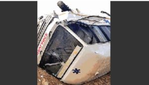 Balachaur - Chandigarh Main road patient leaves ambulance Accident , Two Injured