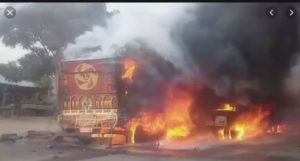 Amritsar-Jalandhar Highway Moving truck Fire