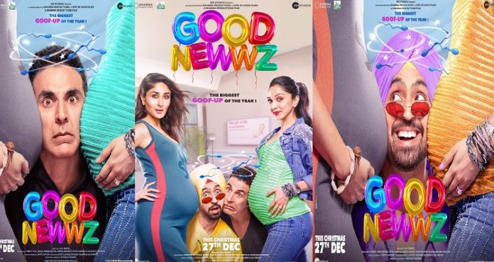 Good Newwz posters: Akshay Kumar, Diljit Dosanjh 'squeezed' between pregnant Kareena Kapoor, Kiara Advani Good Newwz posters: Akshay Kumar, Diljit Dosanjh 'squeezed' between pregnant Kareena Kapoor, Kiara Advani
