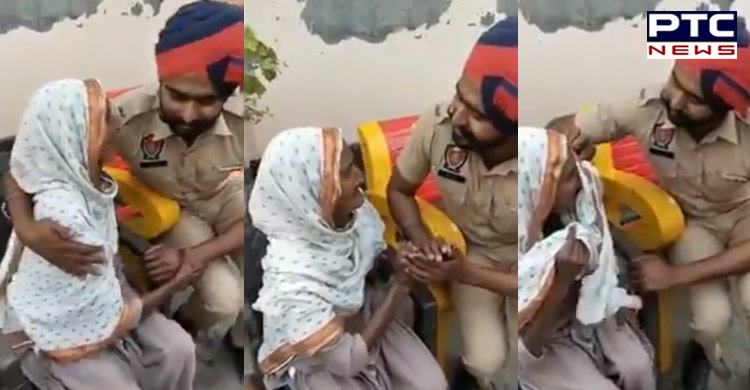 Punjab Constable comforts elderly woman, gets salute from Twitterati [VIRAL VIDEO]