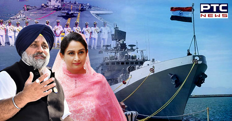Indian Navy Day: Sukhbir Singh Badal, Harsimrat Kaur Badal salute Naval officers