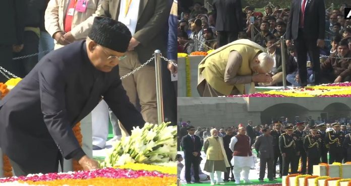 Mahatma Gandhi Death Anniversary , Narendra Modi , Ram Nath Kovind , Raj Ghat Mahatma Gandhi Death Anniversary , Narendra Modi , Ram Nath Kovind , Raj Ghat