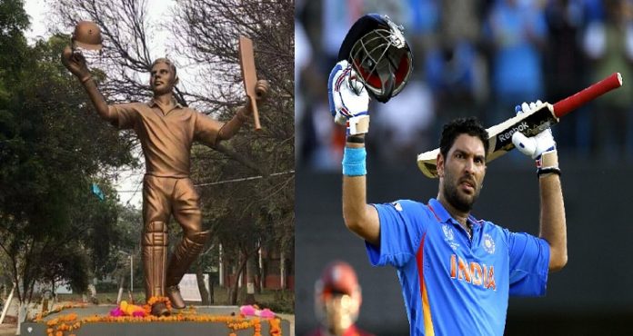 Punjab: Yuvraj Singh statue unveiled in Ferozpur cricket stadium Punjab: Yuvraj Singh statue unveiled in Ferozpur cricket stadium