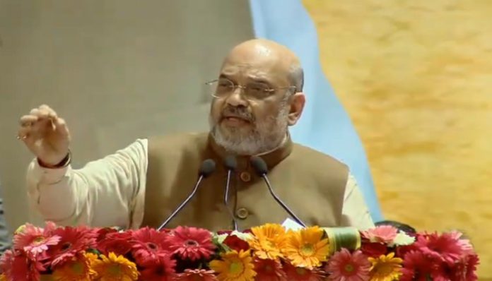 Union Home Minister Amit Shah attaks on Arvind Kejriwal at Jeet Ki Goonj Volunteers meet Union Home Minister Amit Shah attaks on Arvind Kejriwal at Jeet Ki Goonj Volunteers meet
