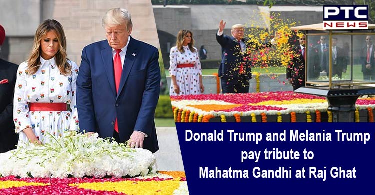 Donald Trump and First Lady Melania Trump pay tribute to Mahatma Gandhi at Raj Ghat