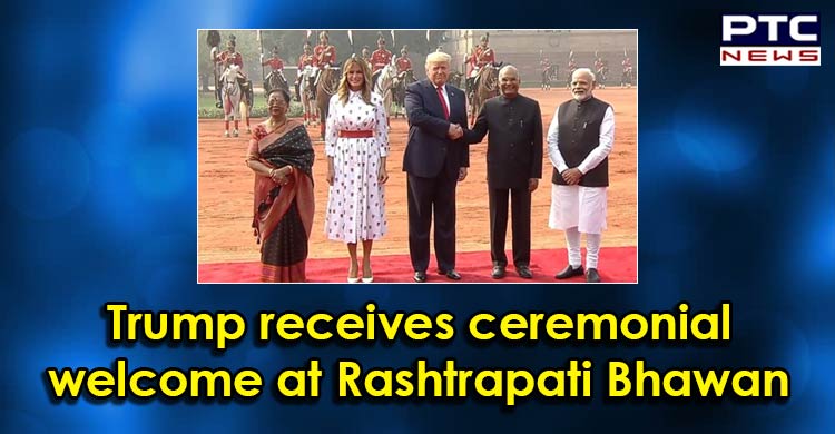 Donald Trump and Melania Trump receive ceremonial welcome at Rashtrapati Bhawan