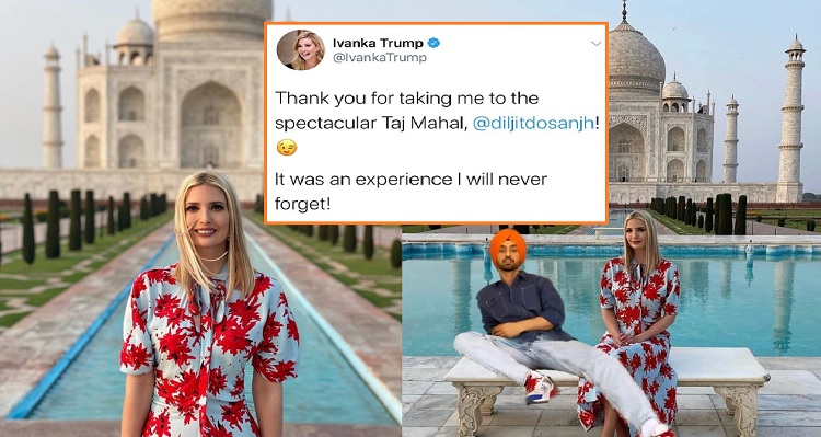 Ivanka Trump thanks Diljit Dosanjh for taking her to Taj Mahal
