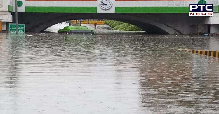 Amid heavy rains in Delhi, DTC bus submerges under Minto Road Bridge