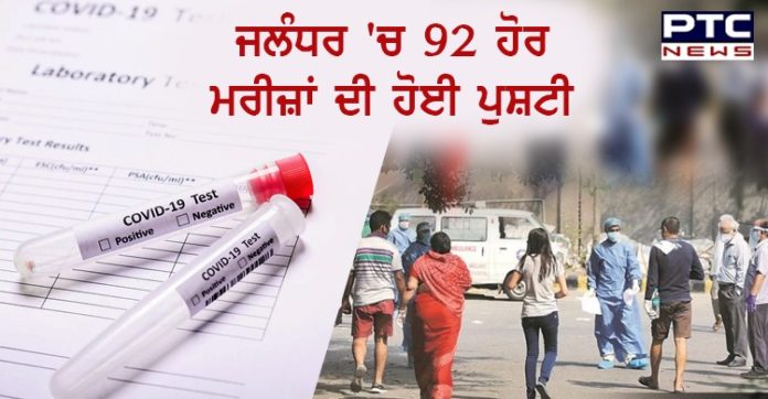 ਜਲੰਧਰ 'ਚ ਕੋਰੋਨਾ ਦੇ 92 ਨਵੇਂ ਮਾਮਲਿਆਂ ਦੀ ਪੁਸ਼ਟੀ, ਜ਼ਿਲ੍ਹੇ 'ਚ ਮਰੀਜ਼ਾਂ ਦੀ ਗਿਣਤੀ ਹੋਈ 2800 ਤੋਂ ਪਾਰ
