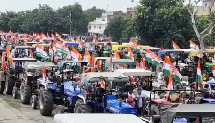 Congress tractor rally stopped at Samalkha Haryana News (1) Congress tractor rally stopped at Samalkha Haryana News