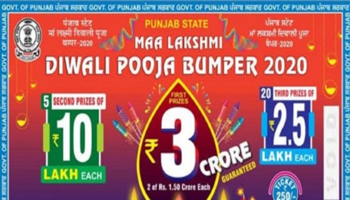 Punjab State Maa Lakshami Diwali Pooja Bumper 2020 Result announced