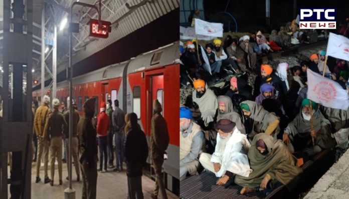 Farmers Protest on railway track 1 Farmers Protest on Jandiala Guru railway track, Golden Temple Mail from Mumbai Beas Stop