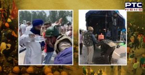 Farmers provide drinking water to policemen on duty