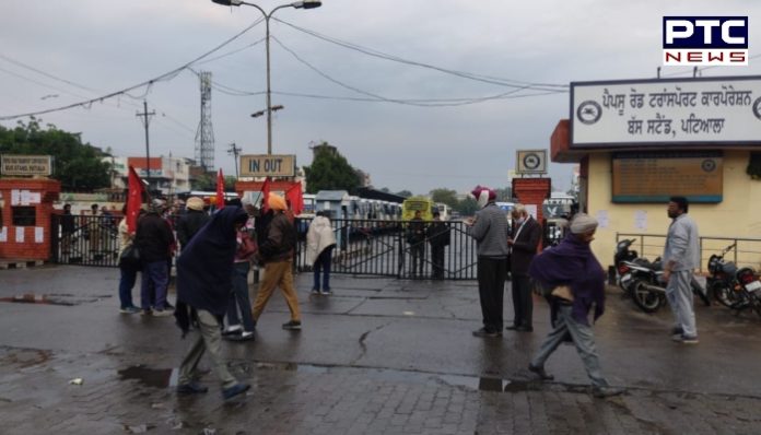 PRTC bus stand 1 Employees shut down PRTC bus stand in Patiala and Hoshiarpur in favor of farmers